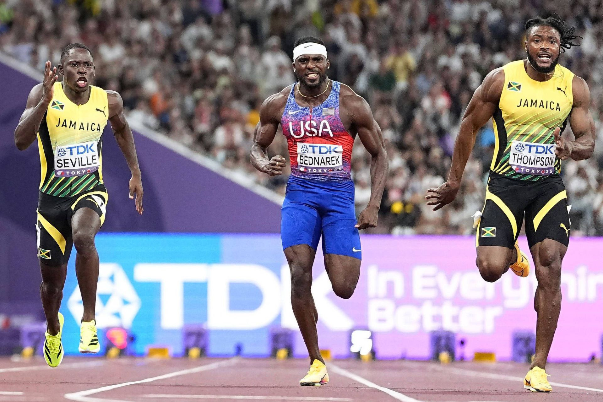 Seville Blazes To 100m Gold, Leaves Lyles And Thompson Eating Dust